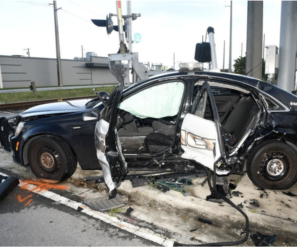 Police Department vehicle that was involved in the crash